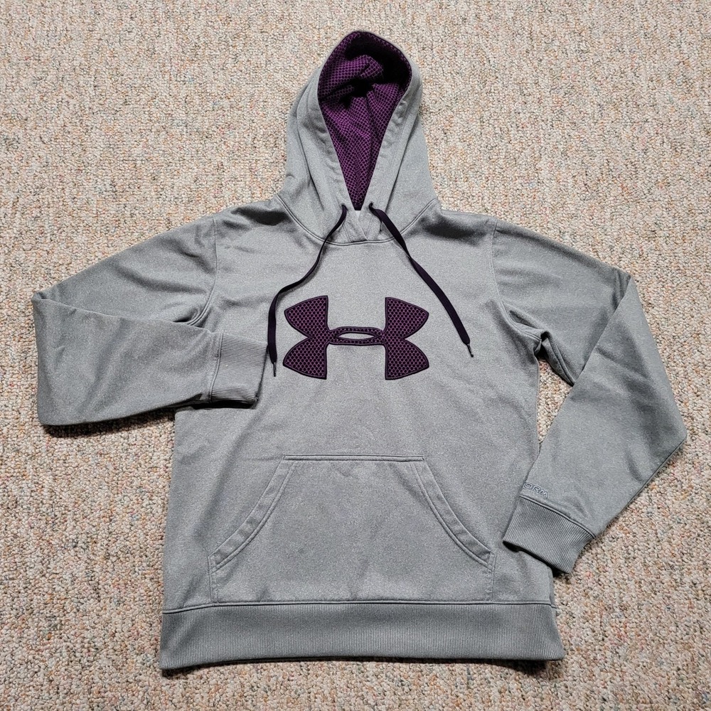 Under Armour Hoodie Women Small Gray UA Storm Logo Pullover 1234171